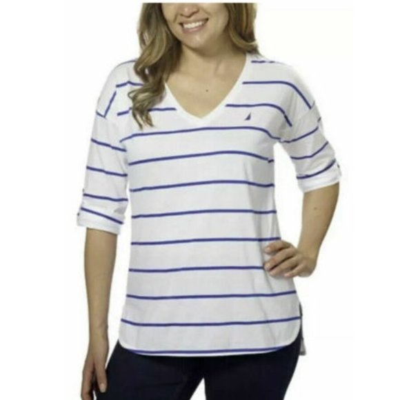 Nautica Tops - Nautica Ladies' V-Neck Top with Roll Tab Tee